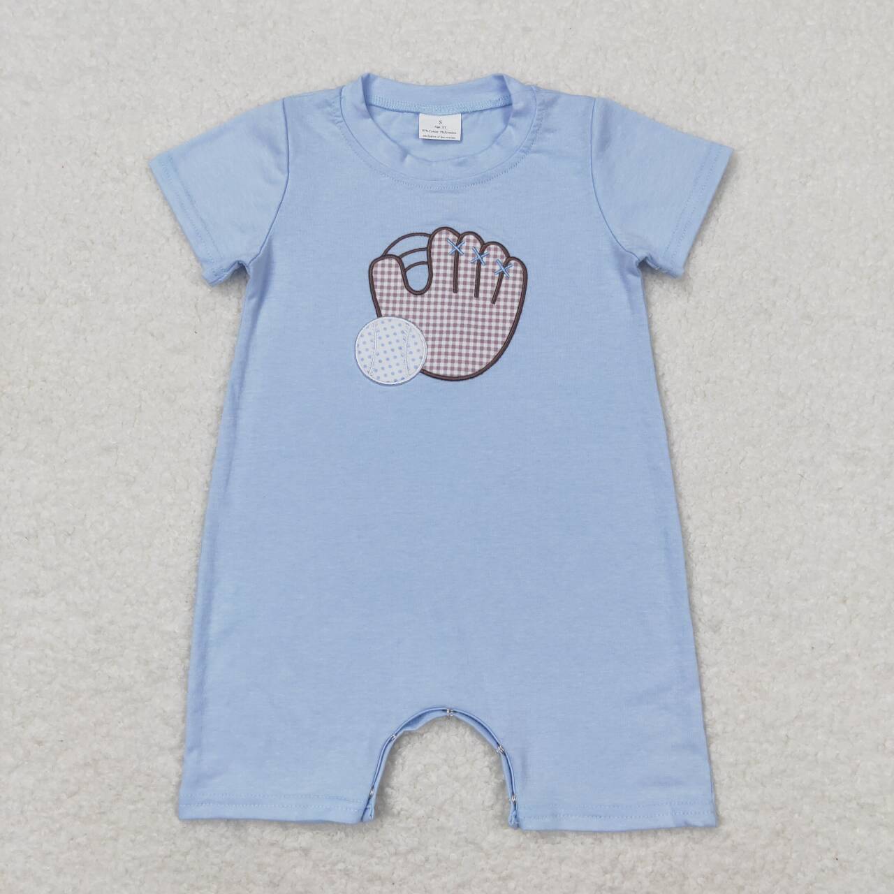 SR1214 Baseball Embroidery Baby Boys Summer Romper