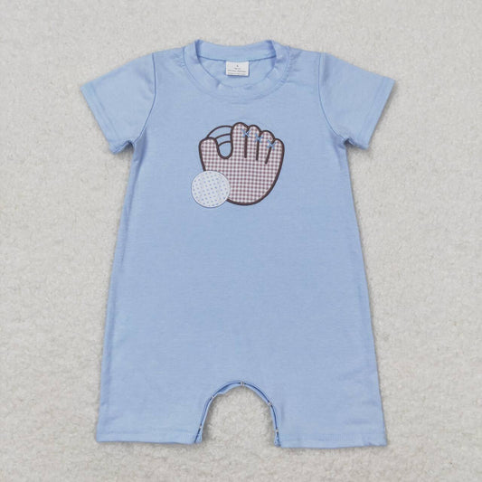 SR1214 Baseball Embroidery Baby Boys Summer Romper