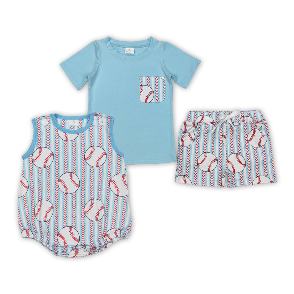 Baseball Stripes Print Brothers Summer Matching Clothes