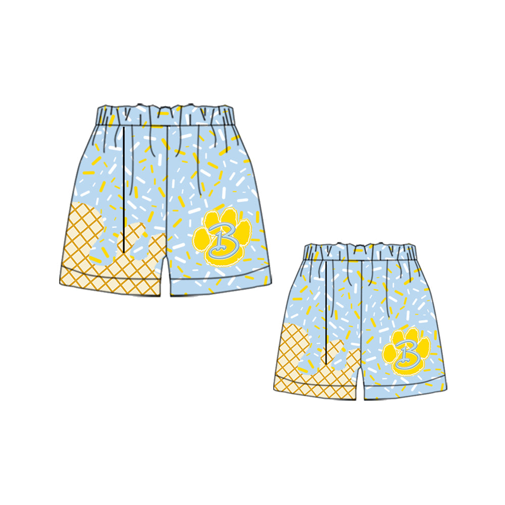 (Custom Design Preorder MOQ 5 Each Design) Team's Bath Wildcats Sprinkles Print Summer Bottom Shorts Mom and Me Matching Clothes