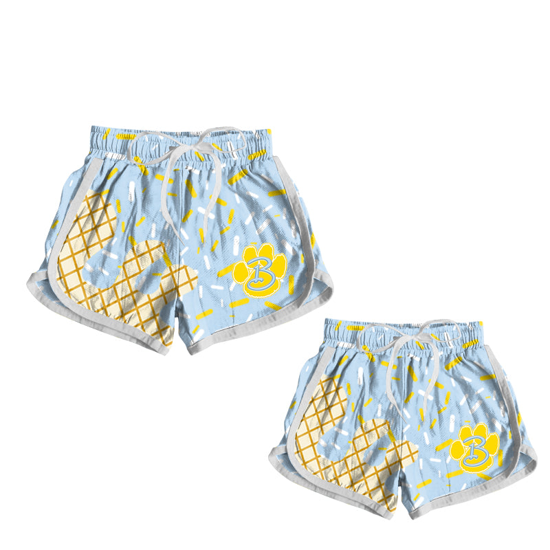 (Custom Design Preorder MOQ 5 Each Design) Team's Bath Wildcats Sprinkles Print Summer Bottom Sports Shorts Mom and Me Matching Clothes
