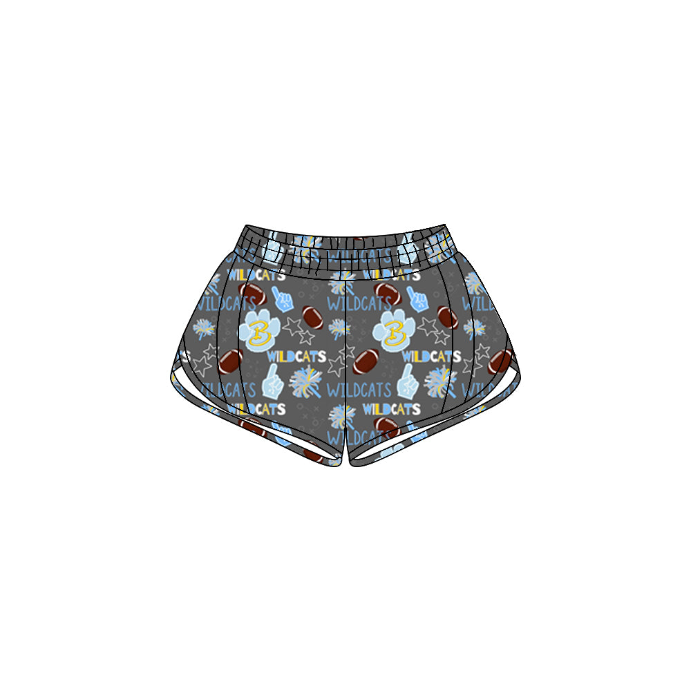 (Custom Design Preorder MOQ 5 Each Item) Team's Bath Wildcats Print Zipper Pockets Summer Bottom Shorts Mom and Me Matching Clothes