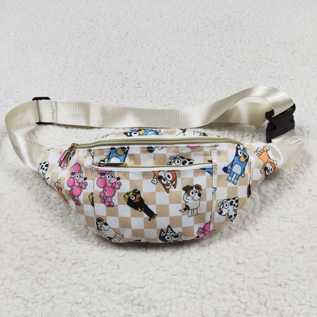 USA-Shop BA0192 Plaid Cartoon Dog Print Girls Fanny Pack Bag
