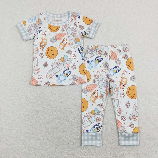 BSPO0301 Cartoon Dog Carrot Print Boys Easter Pajamas Clothes Set