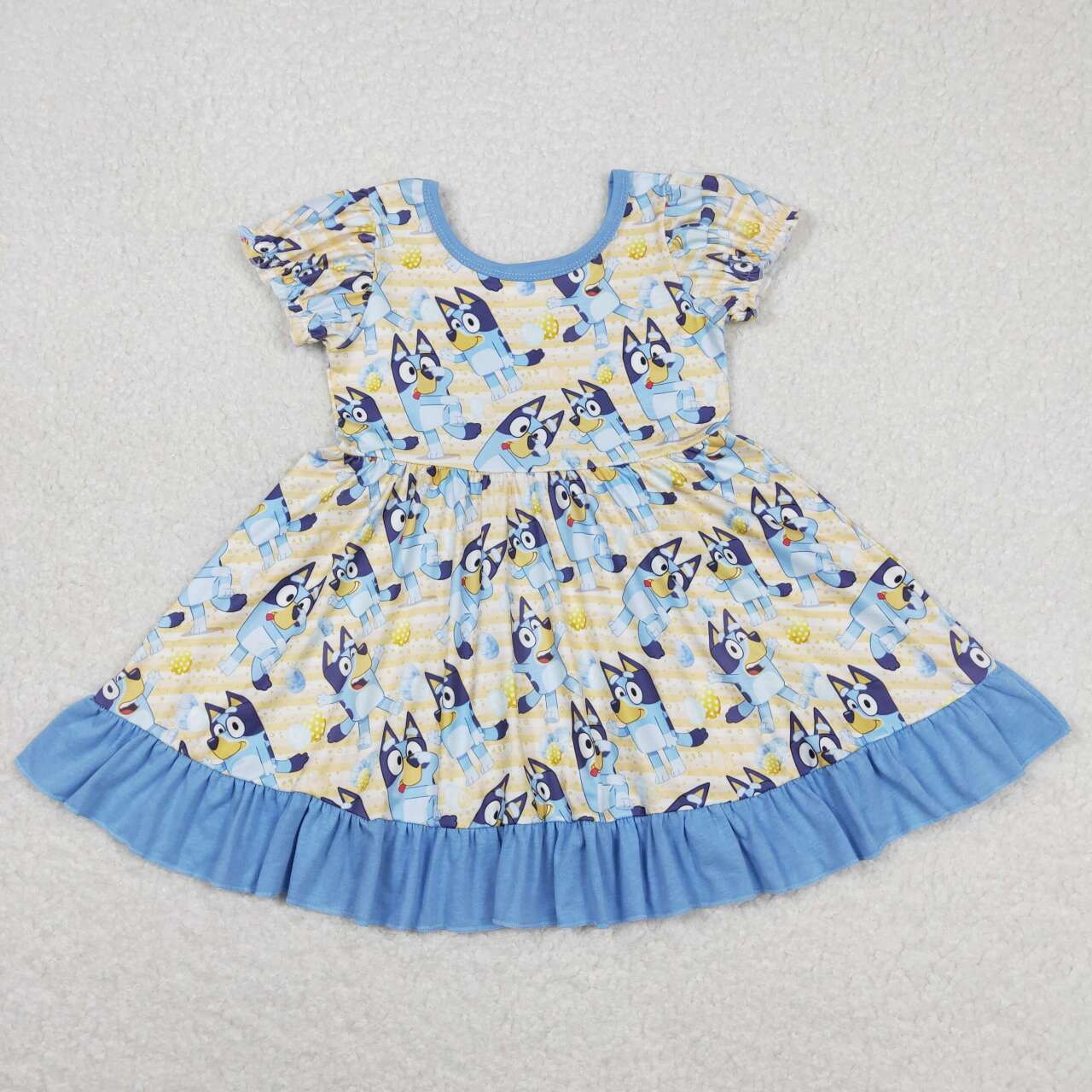 GSD0686 Cartoon Dog Eggs Print Girls Easter Knee Length Dress
