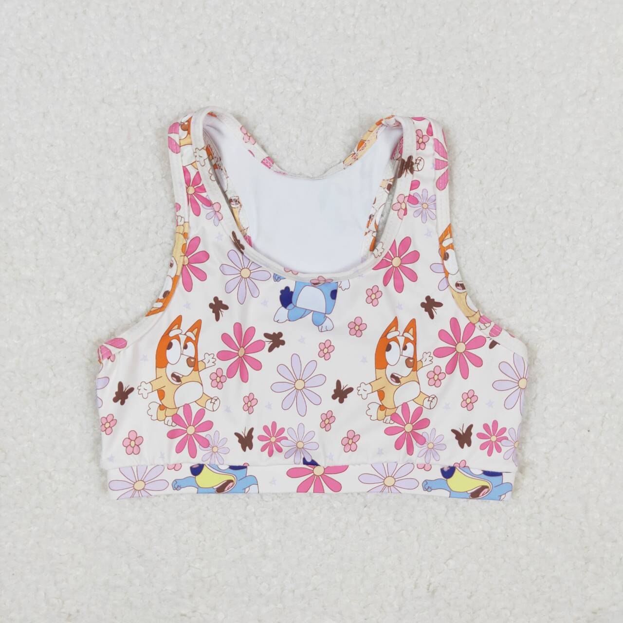 GT0516 Cartoon Dog Flowers Print Girls Summer Tee Shirts Top