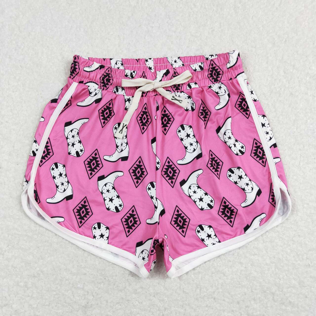 SS0131 Adult Pink Boots Aztec Print Summer Western Woman Shorts