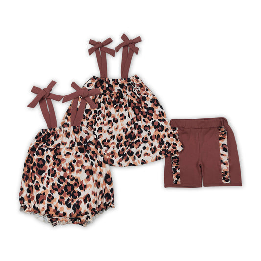 Brown Leopard Print Sisters Summer Matching Clothes