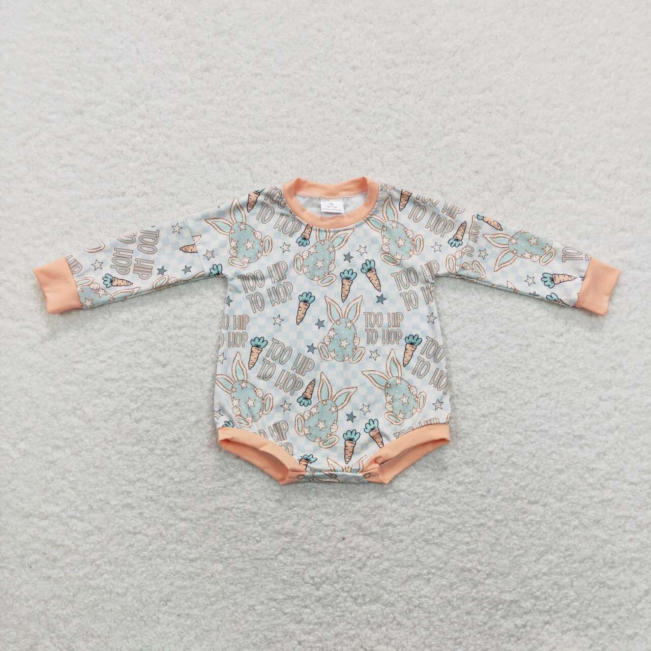 LR0909 TOO HIP TO HOP Eggs Bunny Print Baby Girls Easter Romper