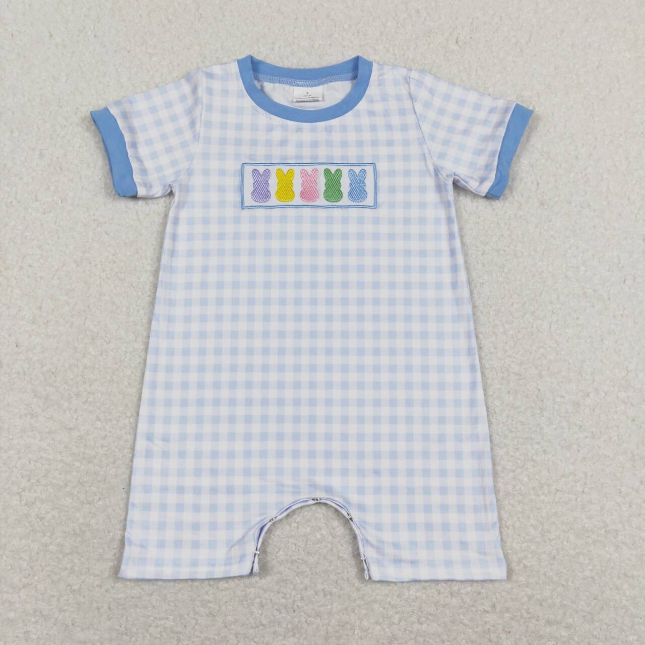 3 Colors Bunny Embroidery Baby Easter Matching Romper Sibling Wear
