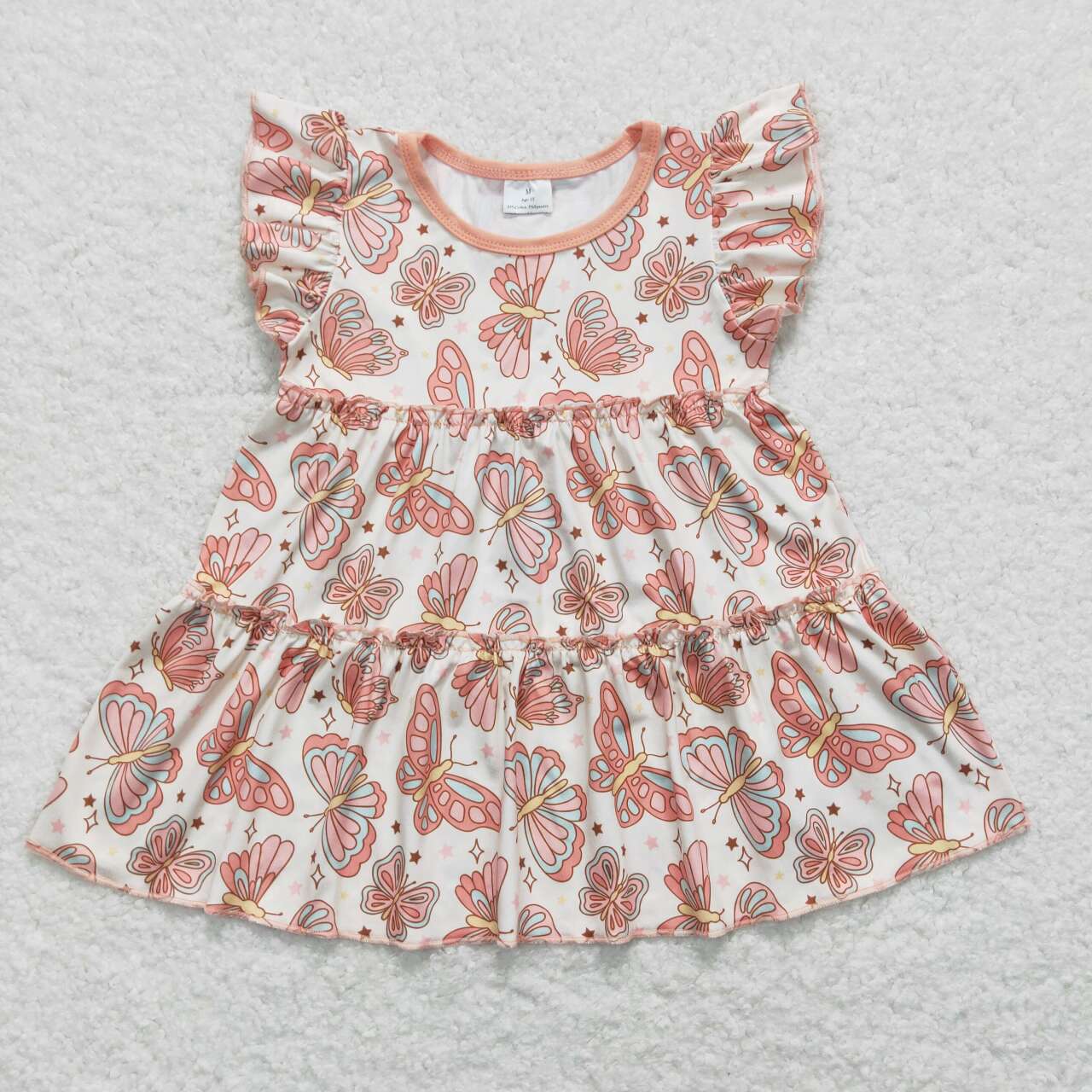 GT0558 Butterfly Print Girls Summer Tee Shirts Top