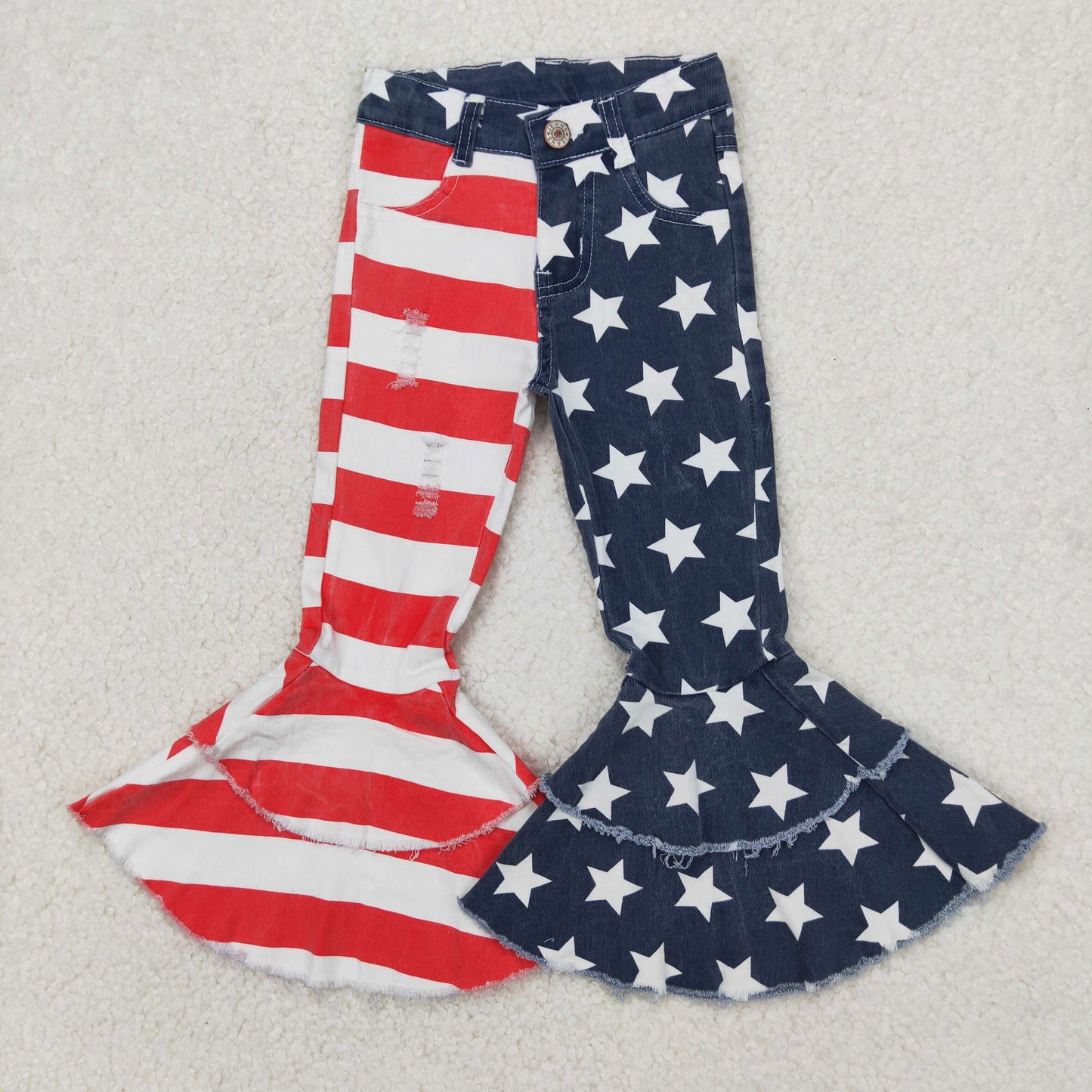 C3-14 Red Stripes Navy Stars Denim Bell bottom 4th of July Jeans