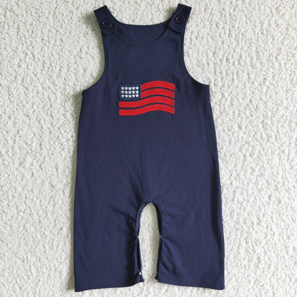 Flag Embroidery Navy Sibling 4th of July Matching Clothes
