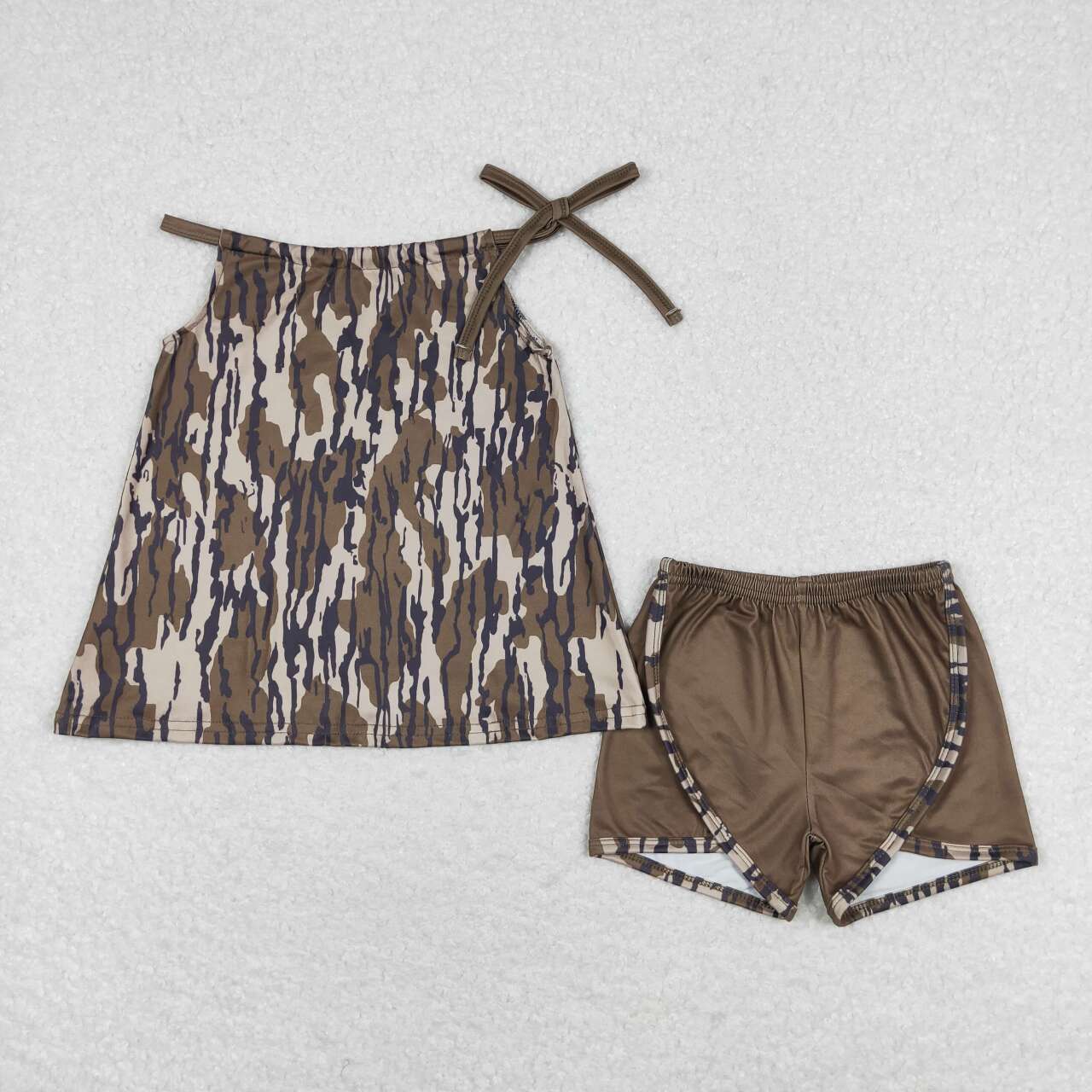 GSSO1012 Camo Print Shorts Girls Summer Clothes Set