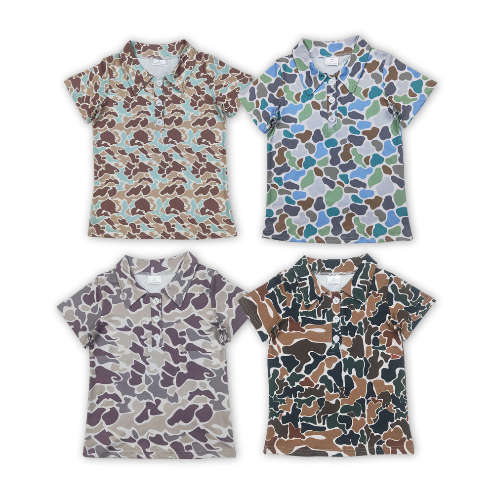 5 Colors Camo Boys Summer Polo Tee Shirts Top Brothers Wear