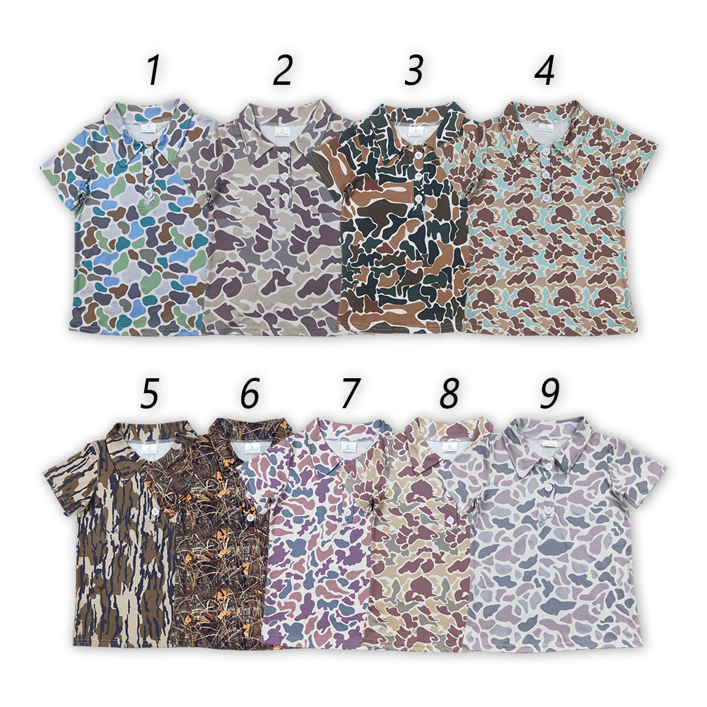 5 Colors Camo Boys Summer Polo Tee Shirts Top Brothers Wear