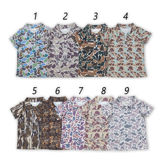 6 Colors Camo Boys Summer Polo Tee Shirts Top Brothers Wear