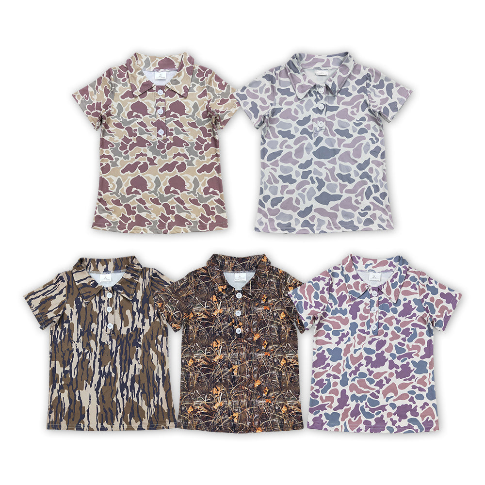 5 Colors Camo Boys Summer Polo Tee Shirts Top Brothers Wear
