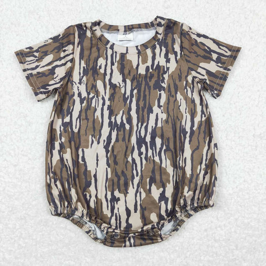 SR1253  Camo Branches Print Baby Kids Summer Romper