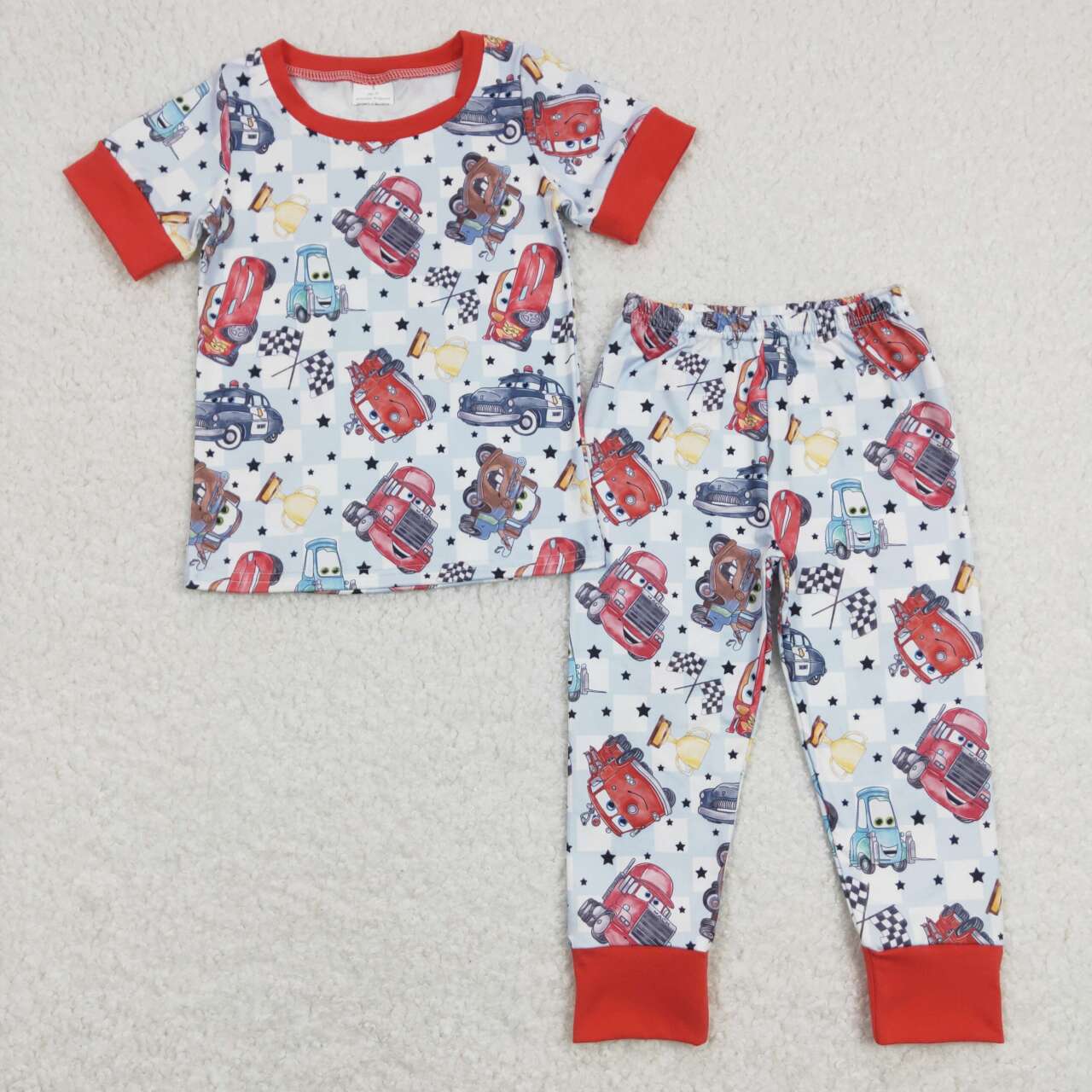 BSPO0315 Cartoon Cars Print Boys Pajamas Clothes Set