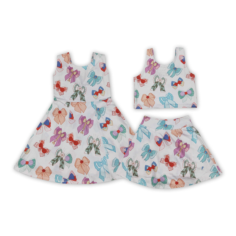 Cartoon Princess Bows Shorts Skirts Girls Summer Yoga Clothes Sisters Wear