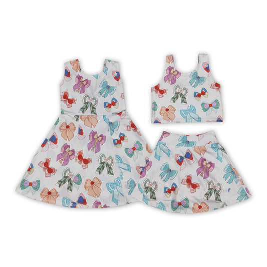 Cartoon Princess Bows Shorts Skirts Girls Summer Yoga Clothes Sisters Wear
