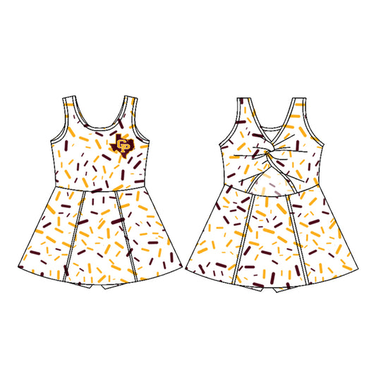 (Custom Design Preorder MOQ 5) Team's Collinsville Sprinkles Print Backless Top Shorts Skirts Girls Summer Yoga Dress