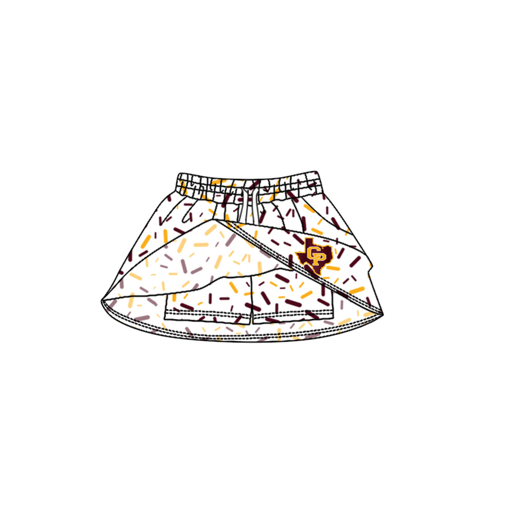 (Custom Design Preorder MOQ 5 Each Item) Team's Collinsville Sprinkles Print Summer Bottom Skirts Shorts Mom and Me Matching Clothes