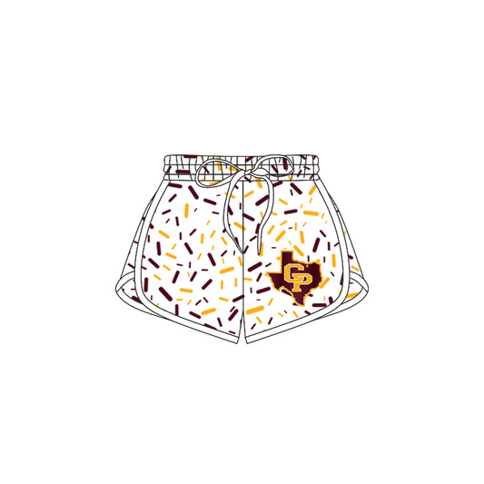 (Custom Design Preorder MOQ 5 Each Item) Team's Collinsville Sprinkles Print Summer Bottom Sports Shorts Mom and Me Matching Clothes