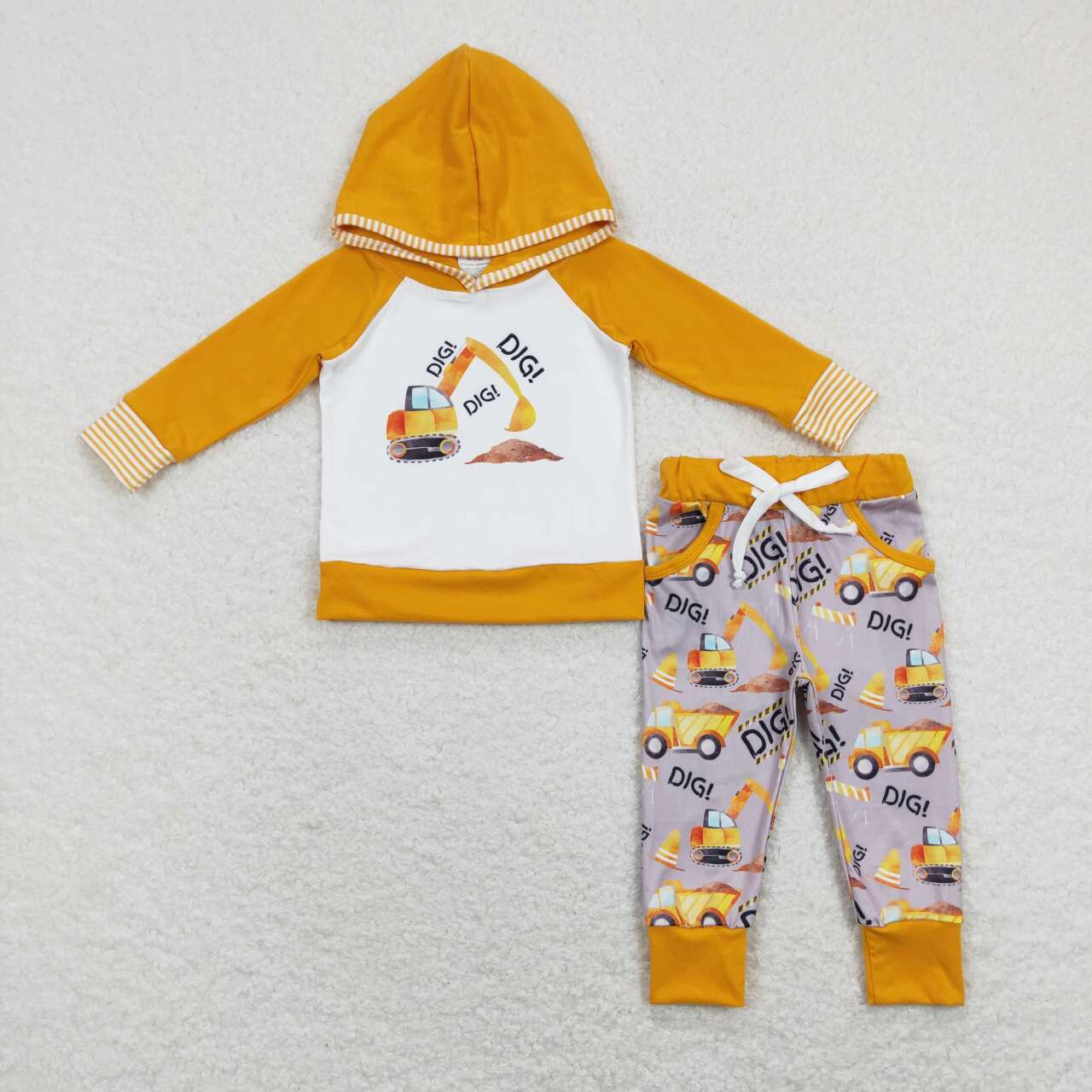 BLP0452 Construction DIG Print Boys Hoodie Clothes Set