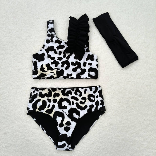 S0224 Cow Print 3 Pieces Girls Summer Swimsuits