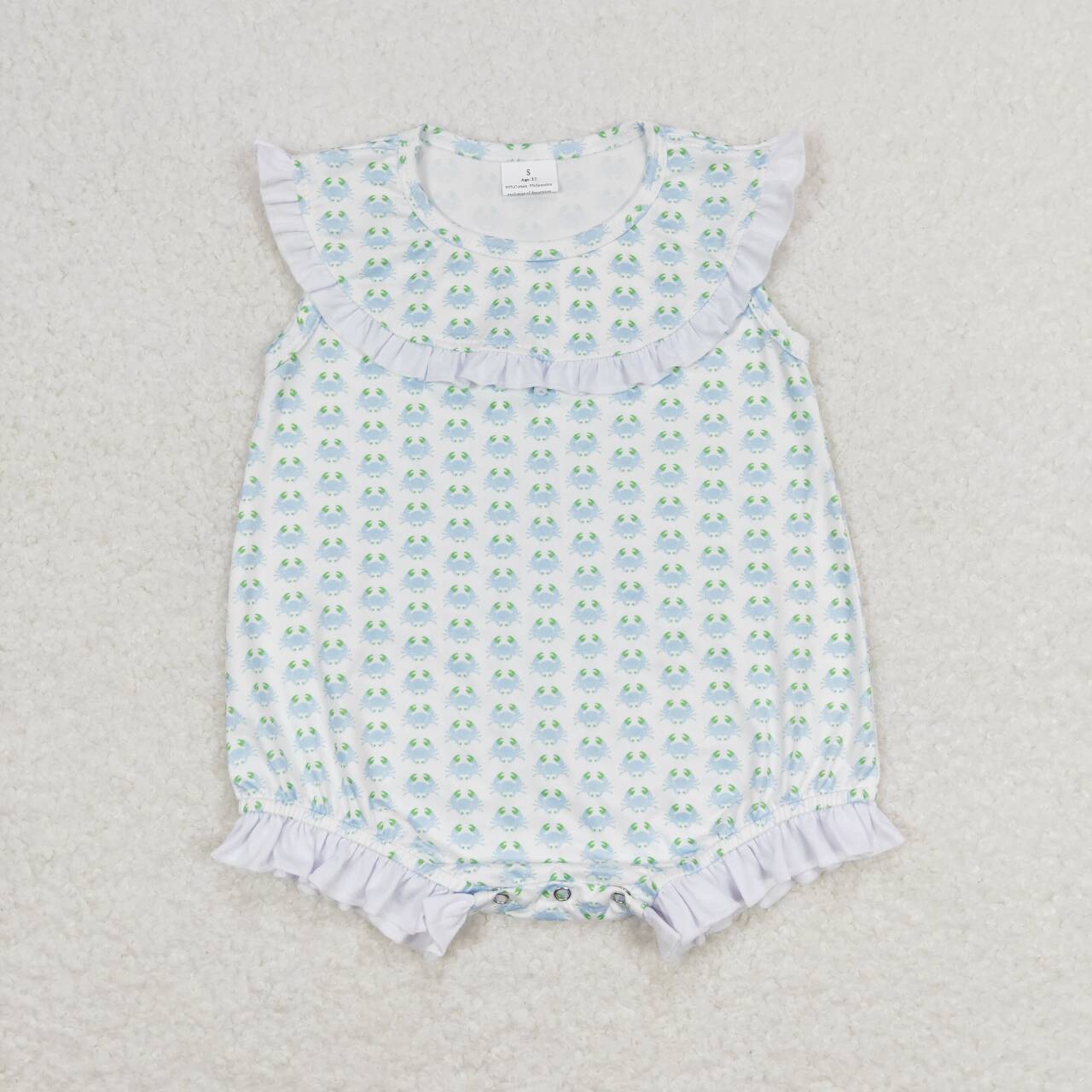 SR1435 Crab Print Baby Girls Summer Romper