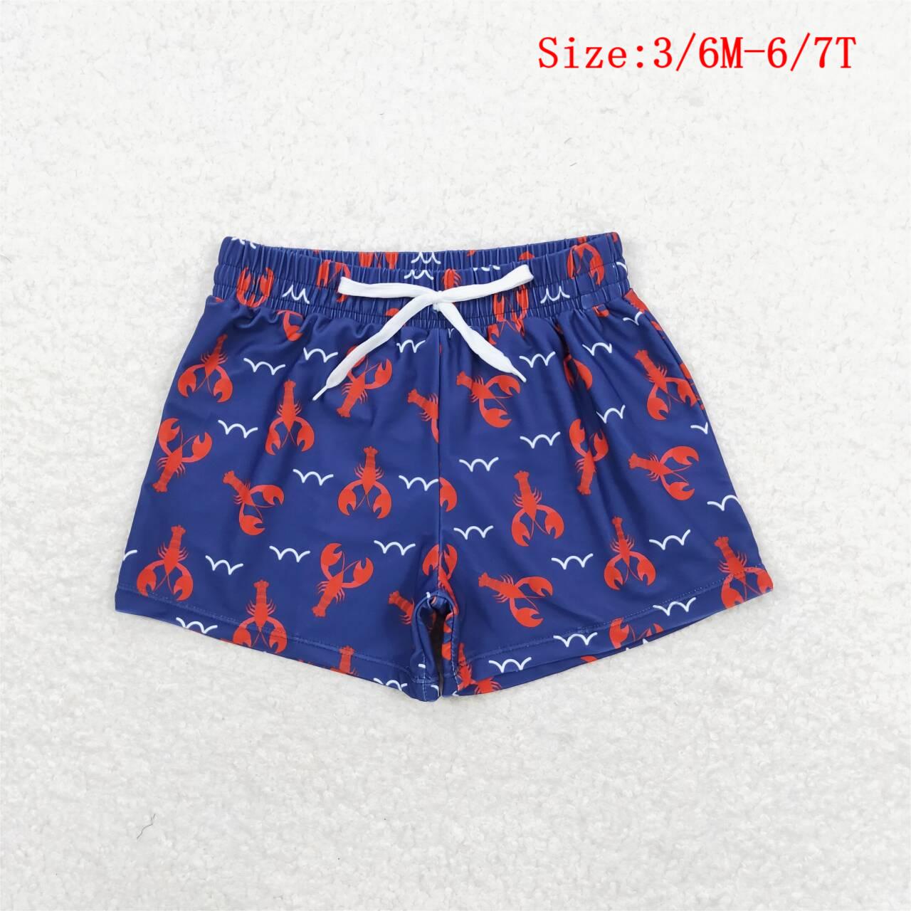 S0270 Crayfish Navy Print Boys Swim Trunks