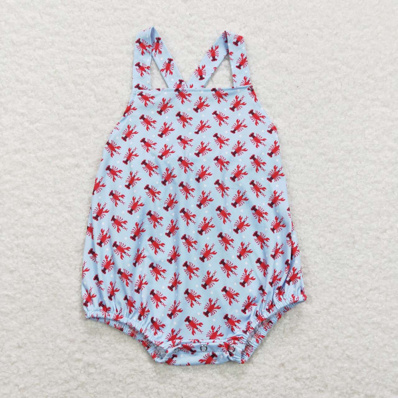 SR0746 Crayfish Print Baby Boys Summer Bubble Romper