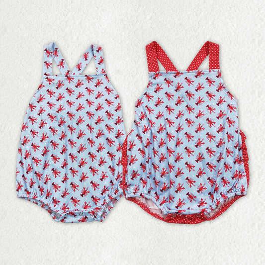 Crayfish Print Sibling Summer Matching Bubble Romper Infant Clothes
