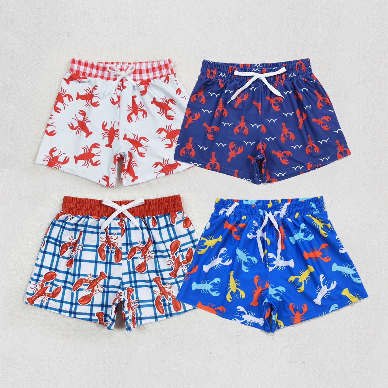 4 Crayfish Print Boys Swim Trunks Brothers Wear