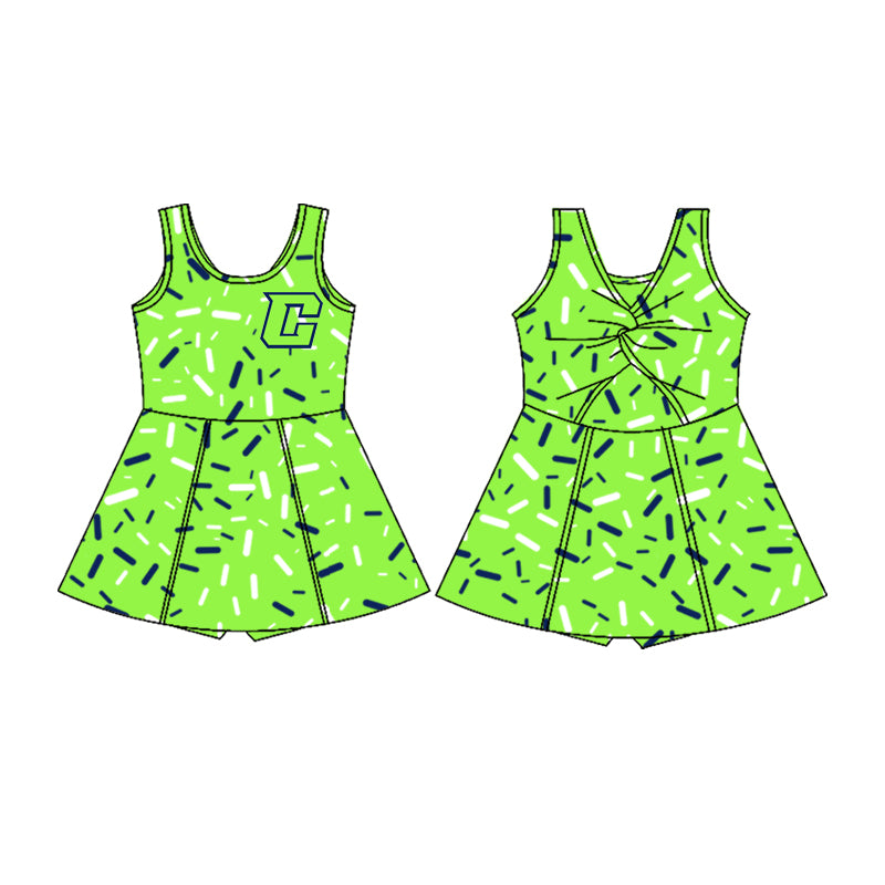 (Custom Design Preorder MOQ 5) Team's Crew Sprinkles Print Shorts Skirts Girls Summer Yoga Dress