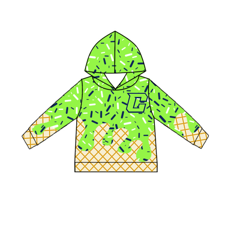 (Custom Design Preorder MOQ 5 Each Item)Team's Crew Sprinkles Print Hoodie Top Mom and Me Matching Clothes