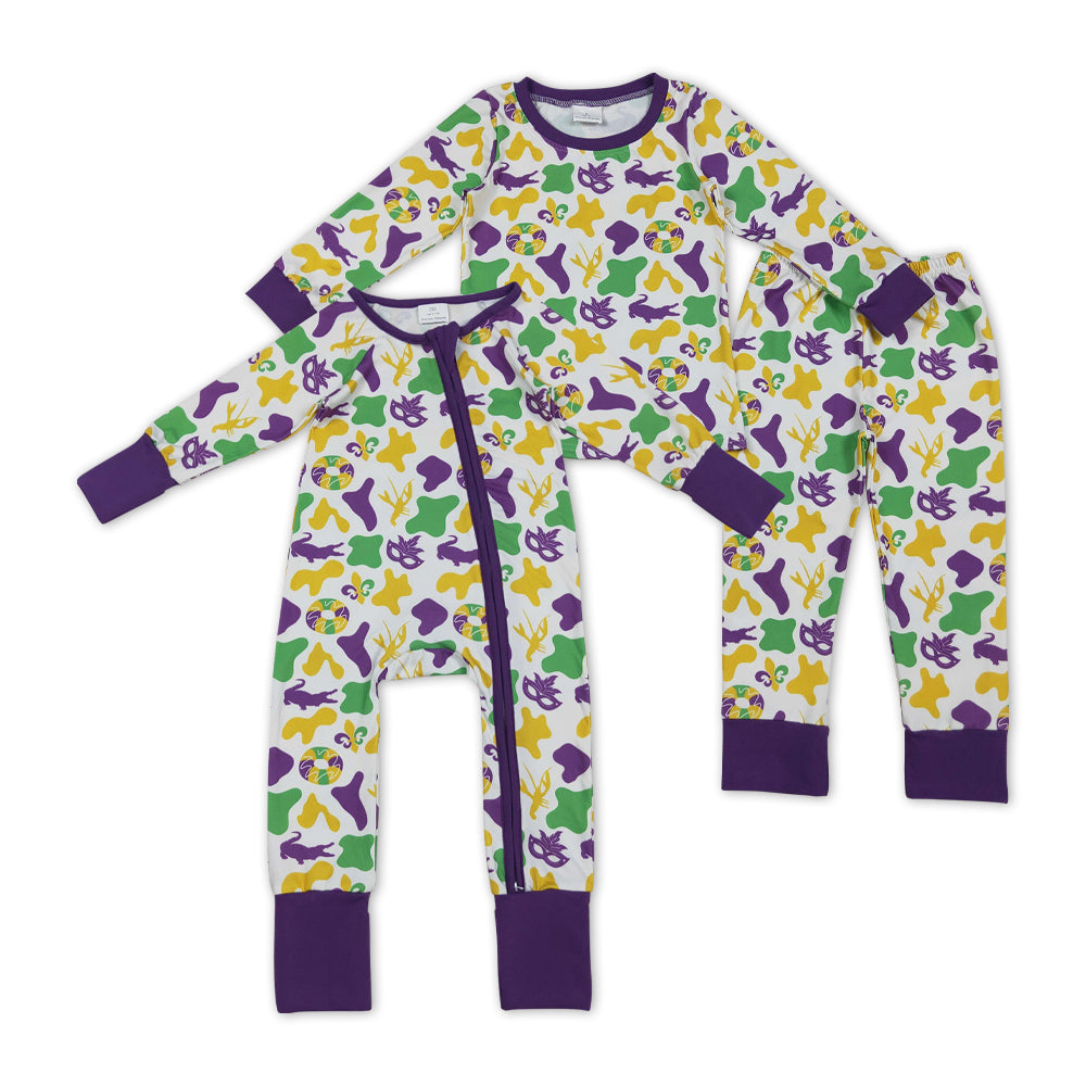 Crocodile Mask Camo Print Boys Mardi Gras Clothes Brothers Matching Wear