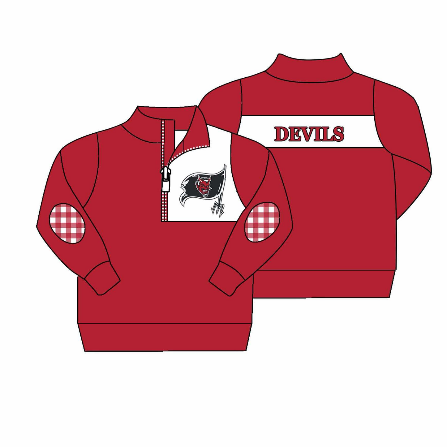 (Custom Design Preorder MOQ 5) Team's DEVILS Red Print Boys Pullover Tee Shirts Top