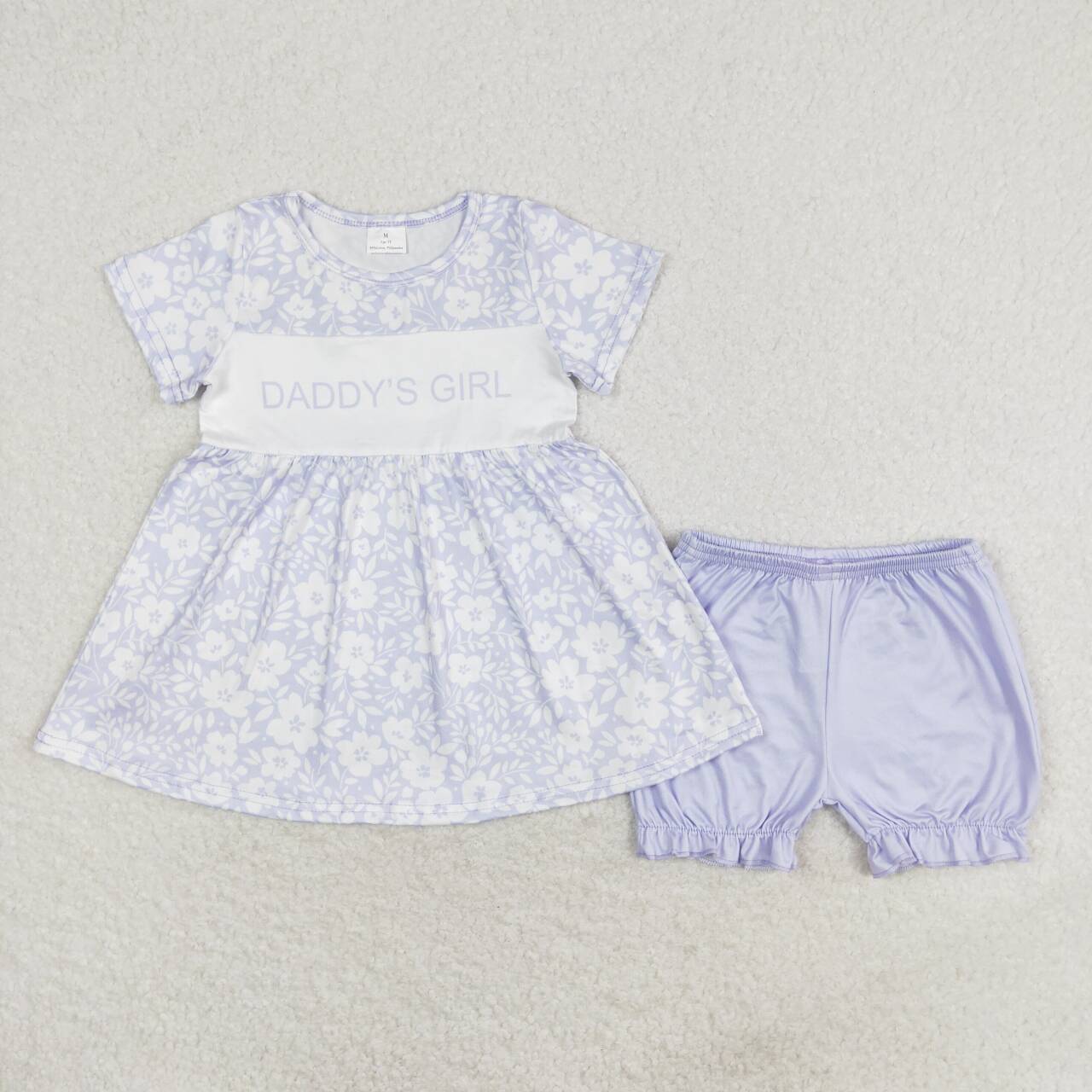 GSSO1070 Daddy's Girl Flowers Tunic Top Purple Shorts Girls Summer Clothes Set