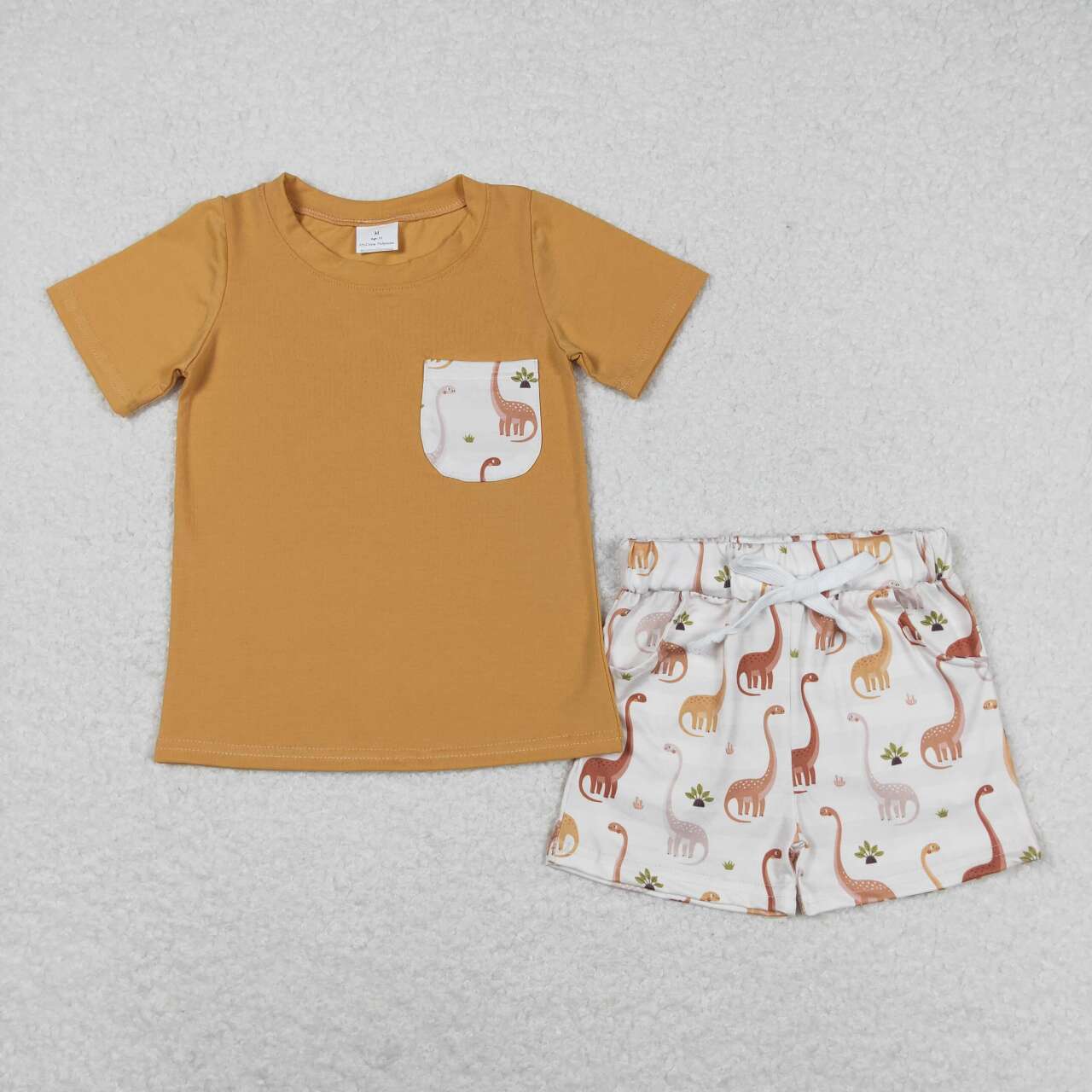 BSSO0464 Pocket Top Dino Shorts Boys Summer Cothes Set