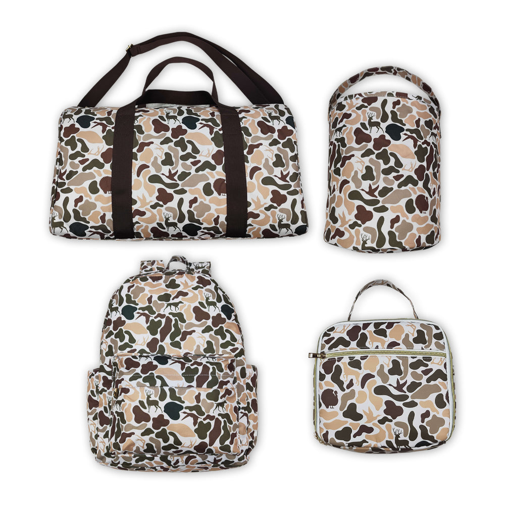 Dog Duck Camo Print Kids Go to School Bags Backpack Lunch Boxes Overnight Bags Basket