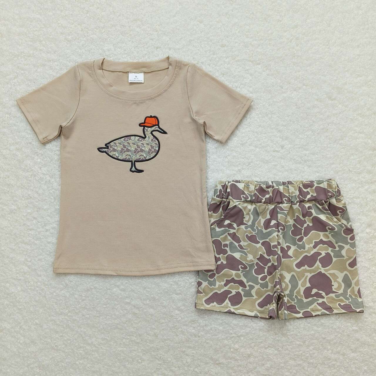 USA-Shop BSSO0781 Camo Duck Embroidery Top Shorts Boys Summer Clothes Set