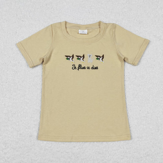 BT0621  Duck Dog Embroidery Boys Summer Tee Shirts Top