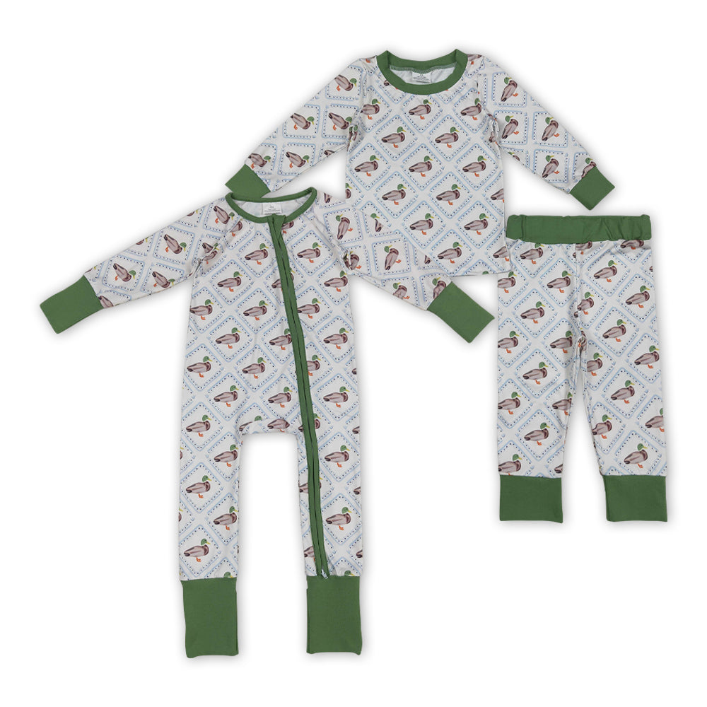 Duck Print Boys Fall Pajamas Matching Clothes