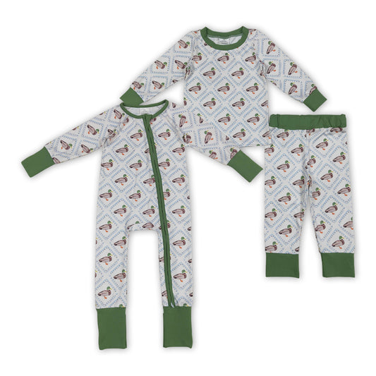Duck Print Boys Fall Pajamas Matching Clothes