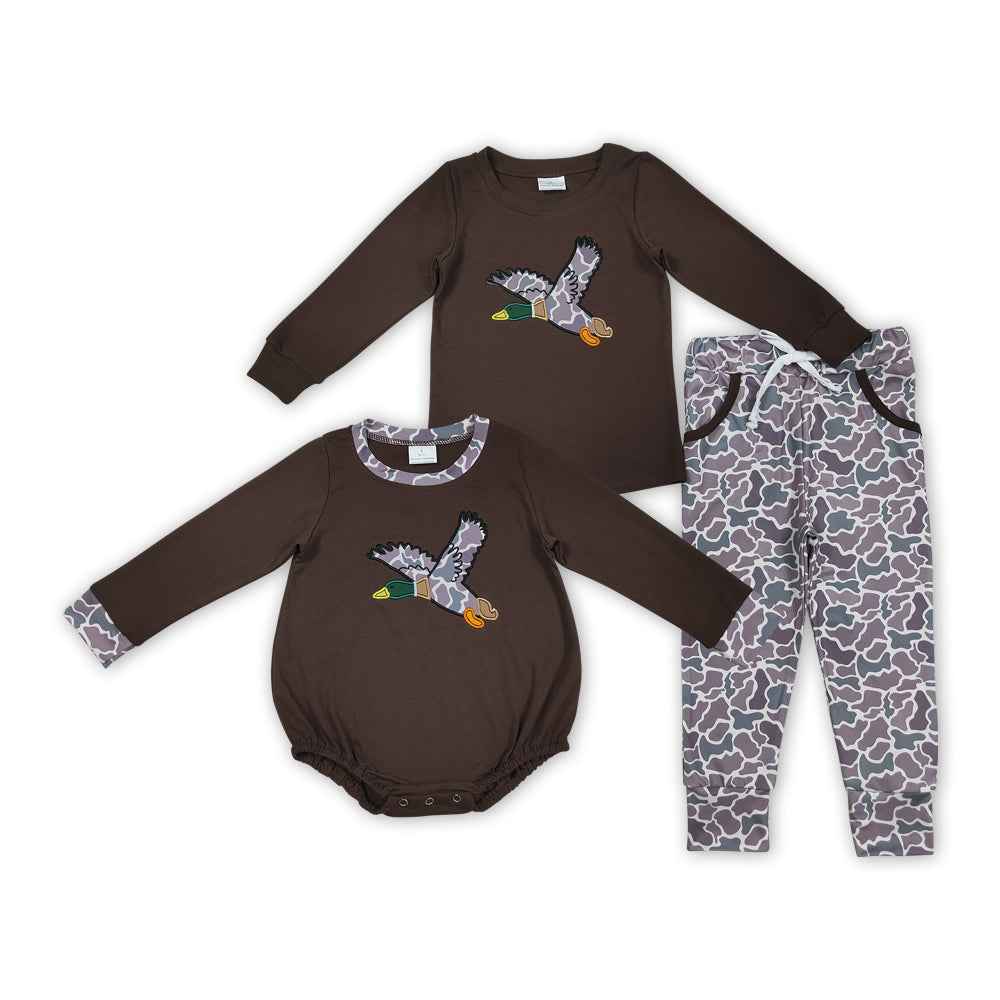 Duck Embroidery Camo Boys Fall Hunting Matching Clothes Brothers Wear