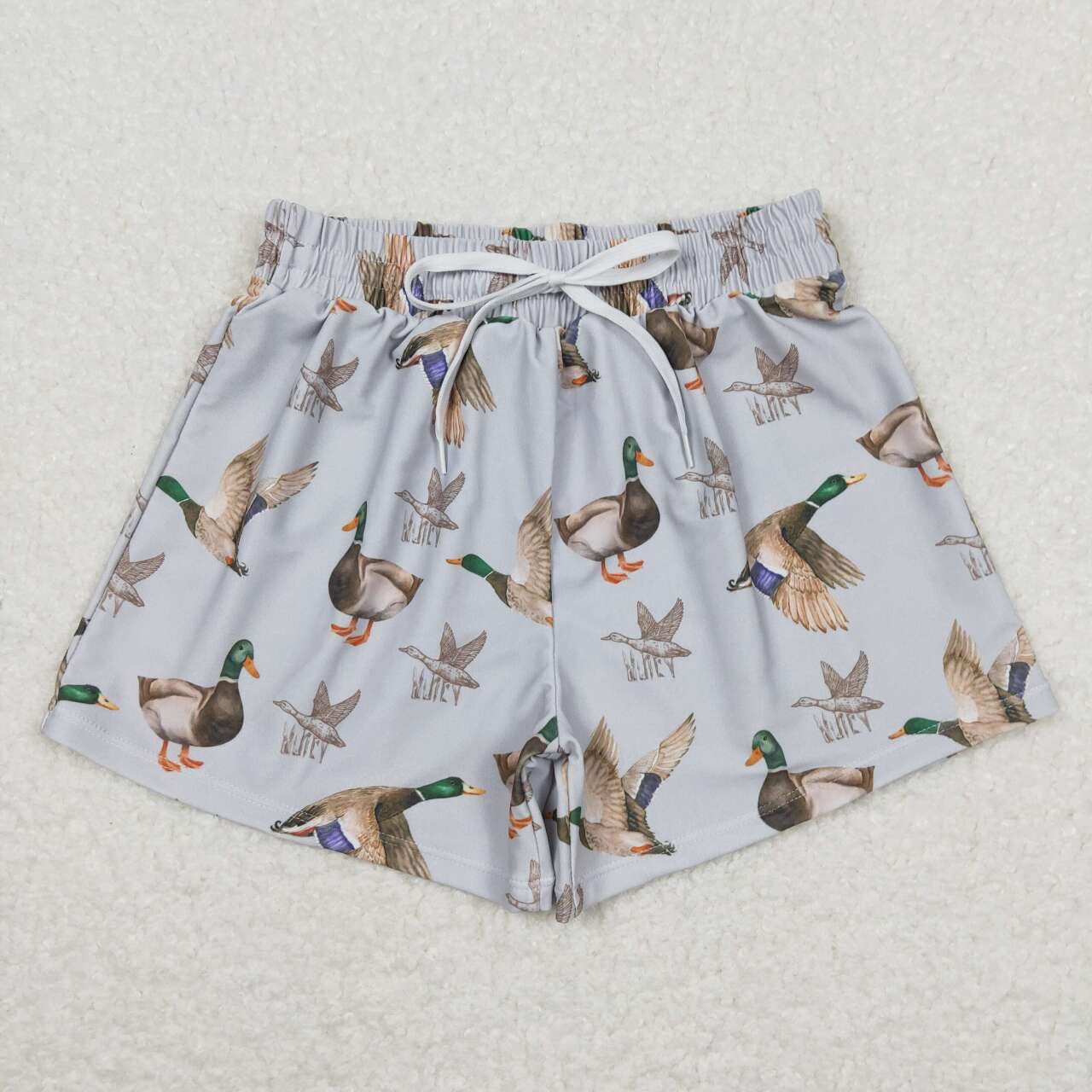 S0268 Boys Duck Grey Print Swim Trunks