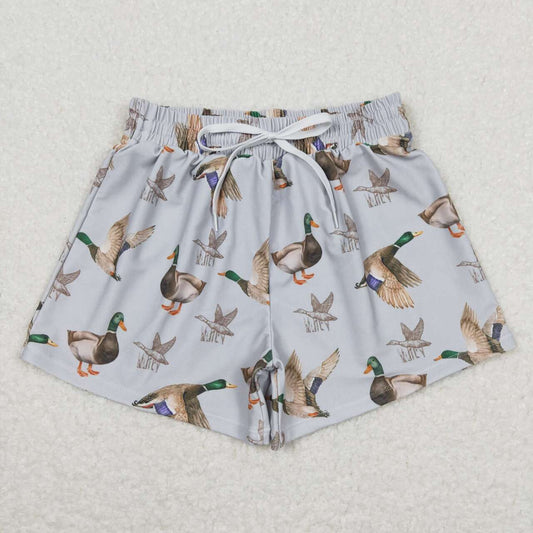 S0268 Boys Duck Grey Print Swim Trunks